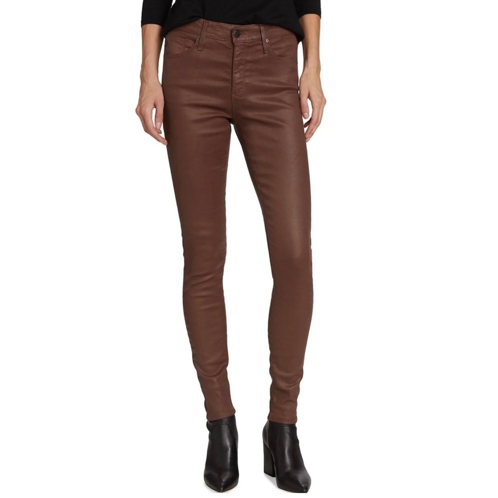 AG Adriano Goldschmied Farrah Skinny High Rise Coated Jeans Brown Mahogany 25